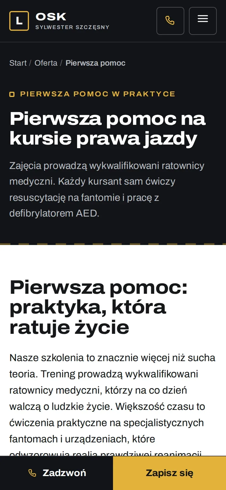 Zajęcia z pierwszej pomocy jako wyróżnik szkoły, ze zdjęciami z zajęć.